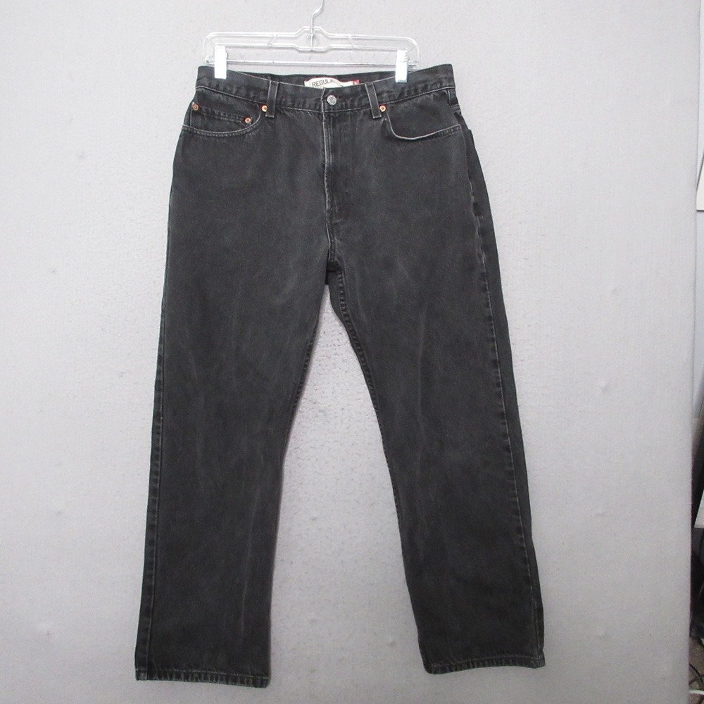 Levis 505 Jeans Men 36x30 505 Faded Black Straight Leg 90s Grunge Indie Classic